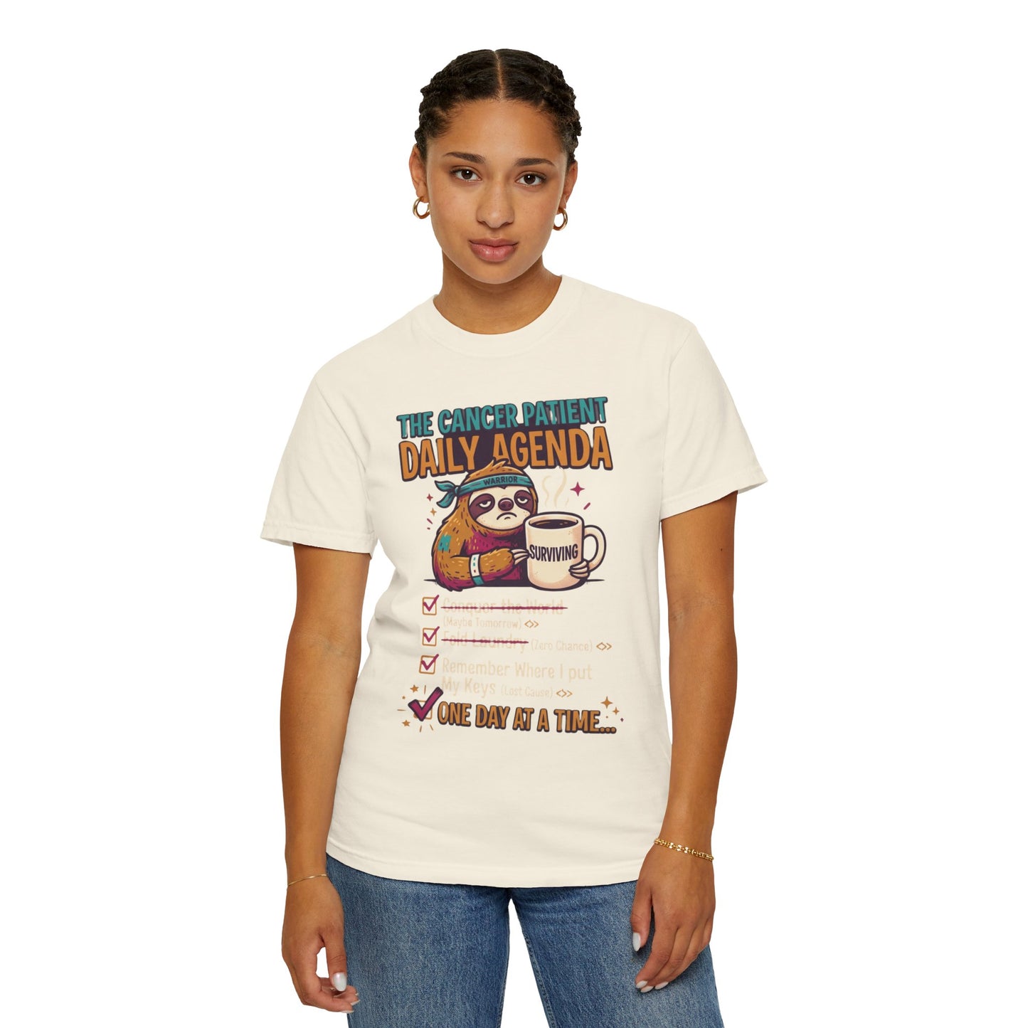 "Cancer One Day At A Time" Unisex Garment-Dyed Tee