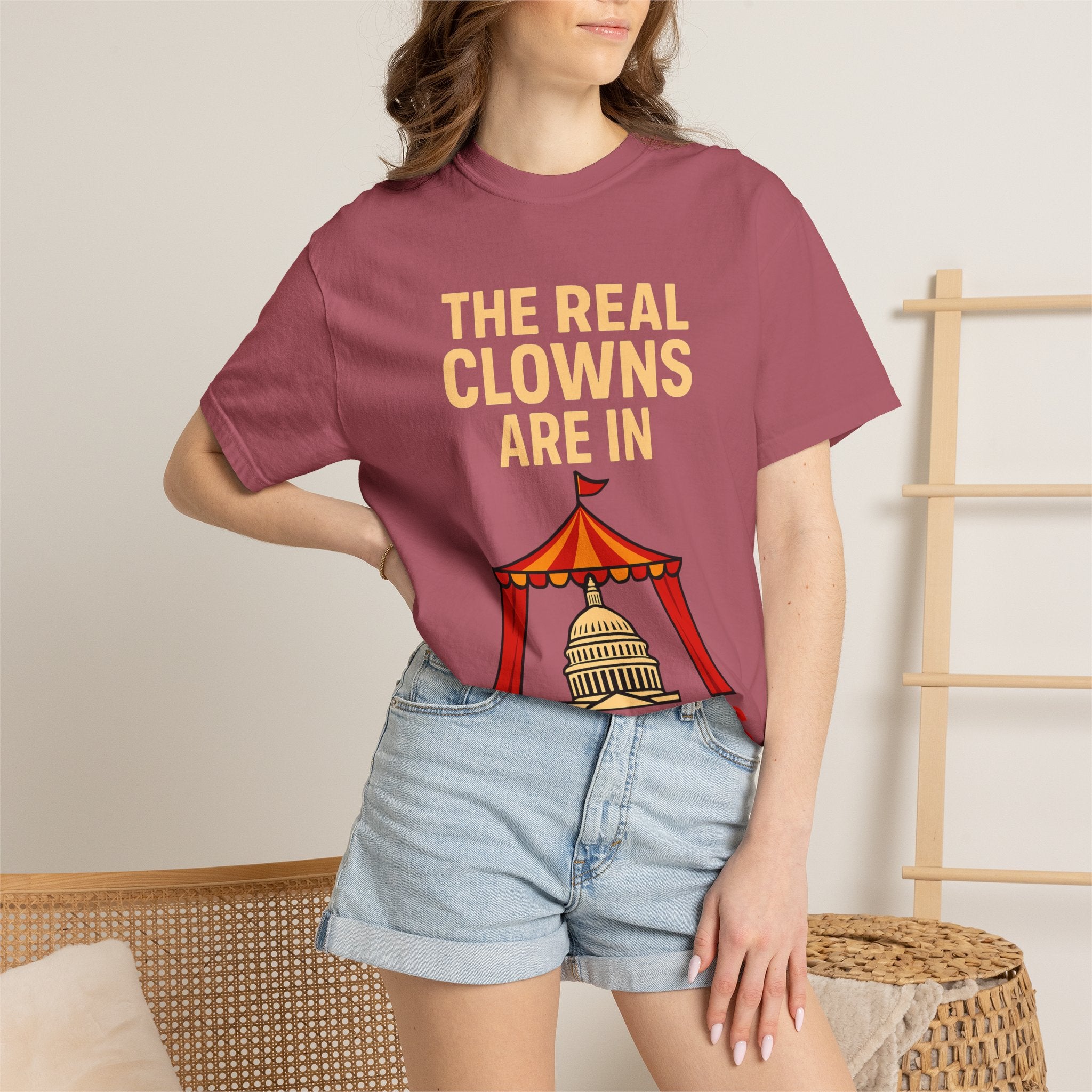 "The Real Clowns Are In Congress" Unisex Garment-Dyed T-shirt