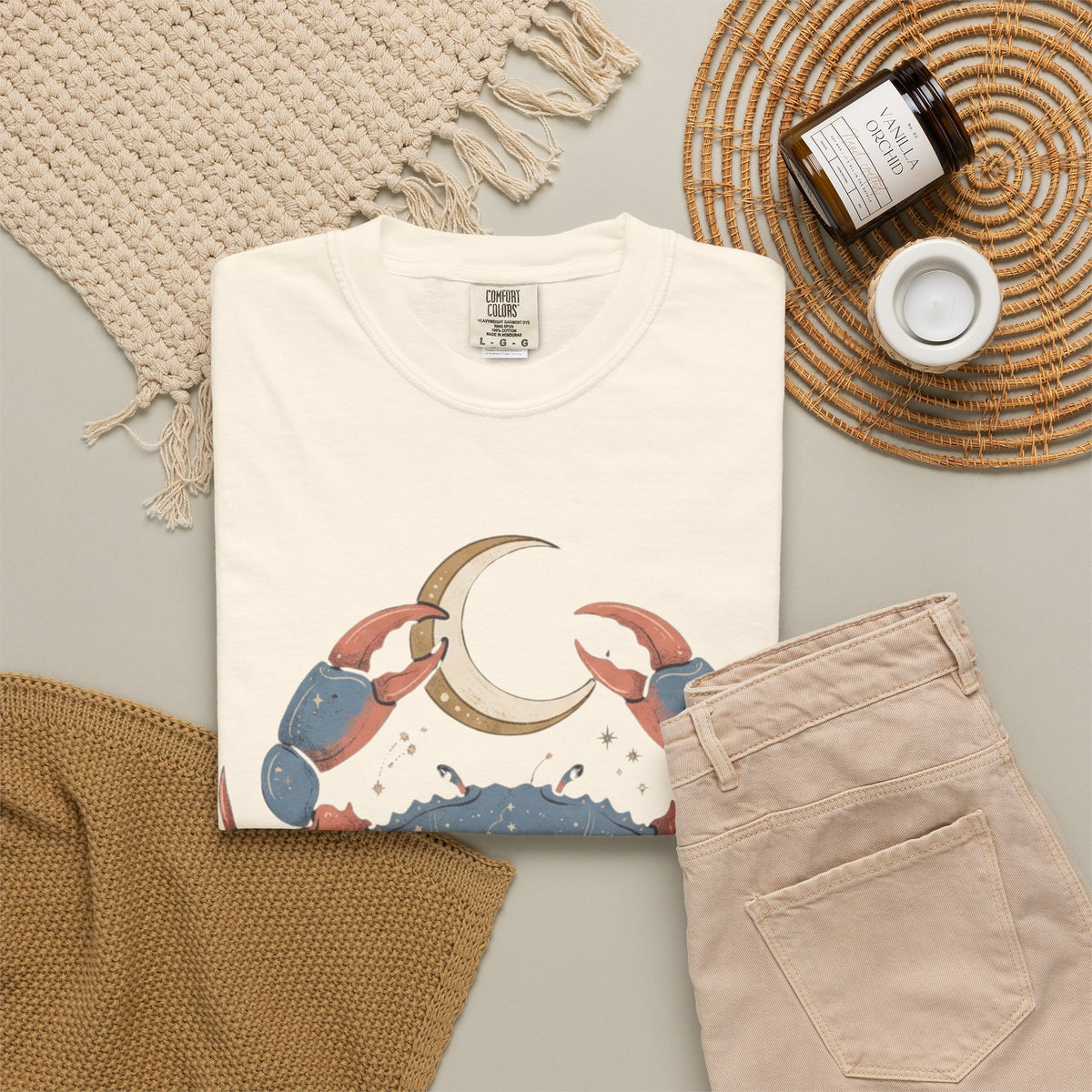 "Cancer The Moon Child Crab" Unisex Garment-Dyed Tee