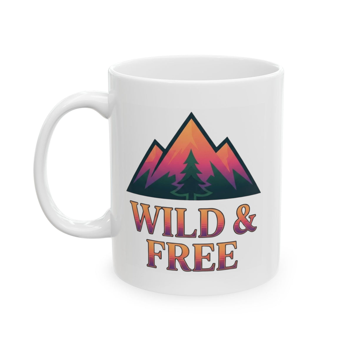 "Wild & Free" White Ceramic Mug — Graphic