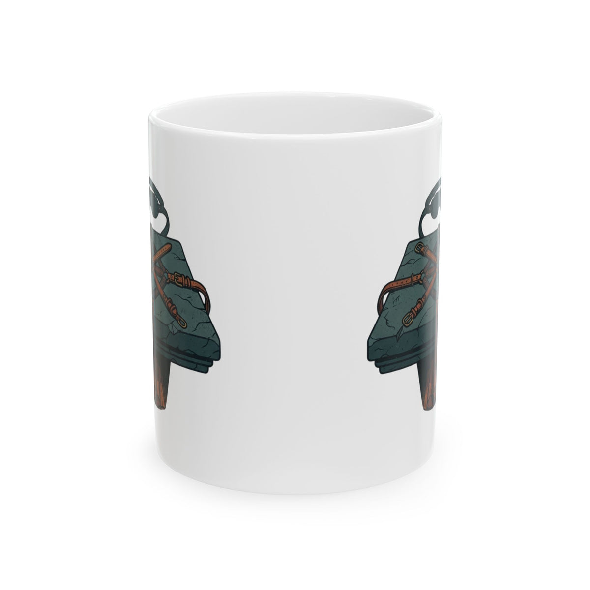 "Good Book Series Bound & Blindfolded" White Ceramic Mug — Graphic