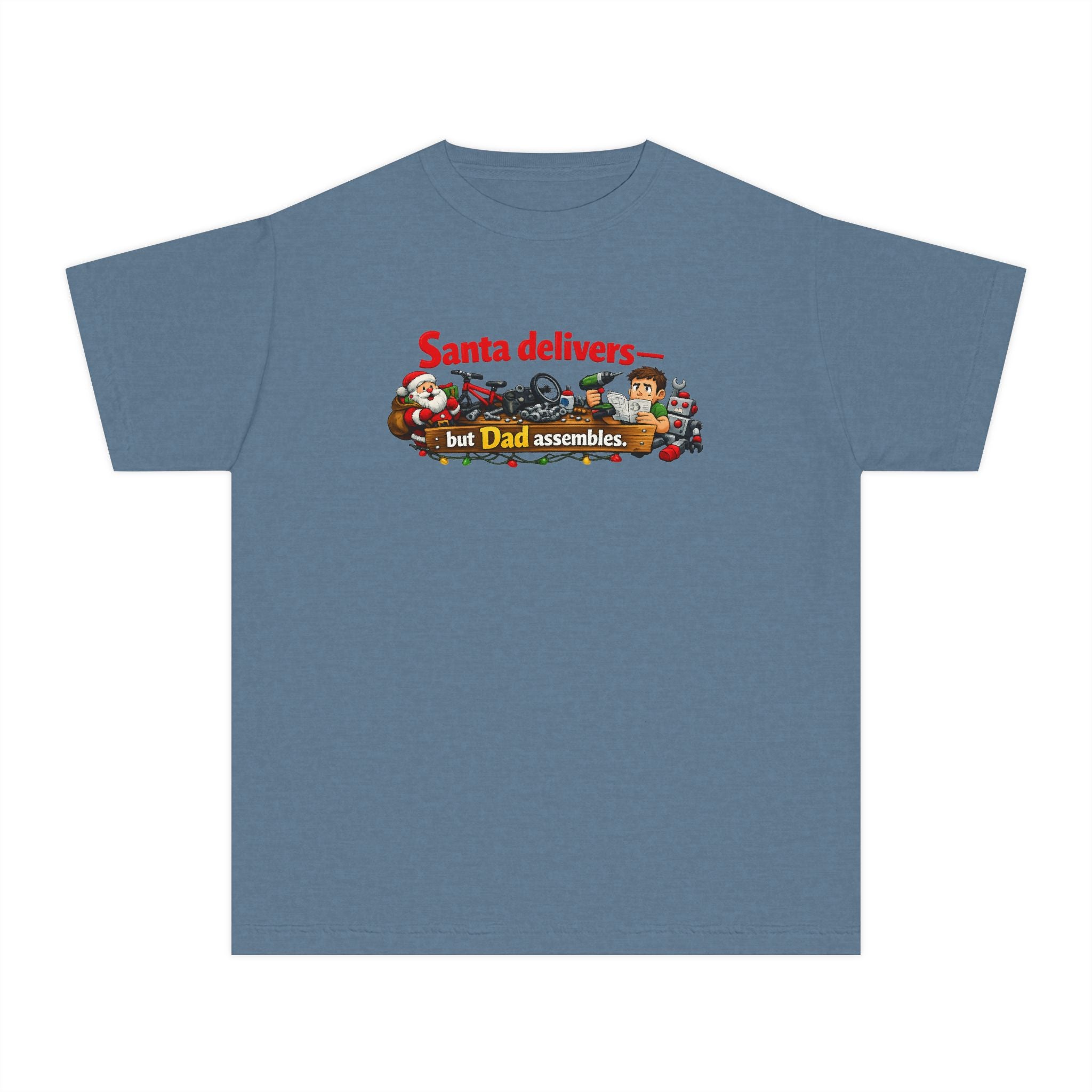 Santa's Easy Job - Dad's Assembly Hell | Youth Tee — AttitudeShirts