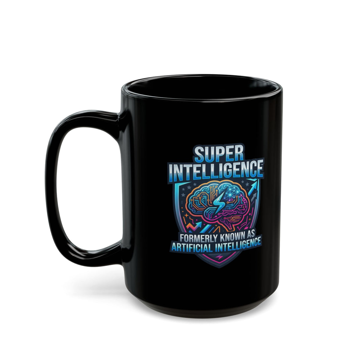 "Super Intelligence" Black Ceramic Mug