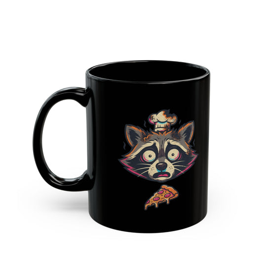 "Frozen Pizza in a Hot Oven" Black Ceramic Mug — Graphic