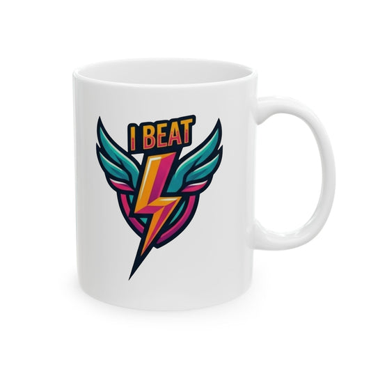 "I Beat Cancer - What is Your Superpower" White Ceramic Mug — Graphic