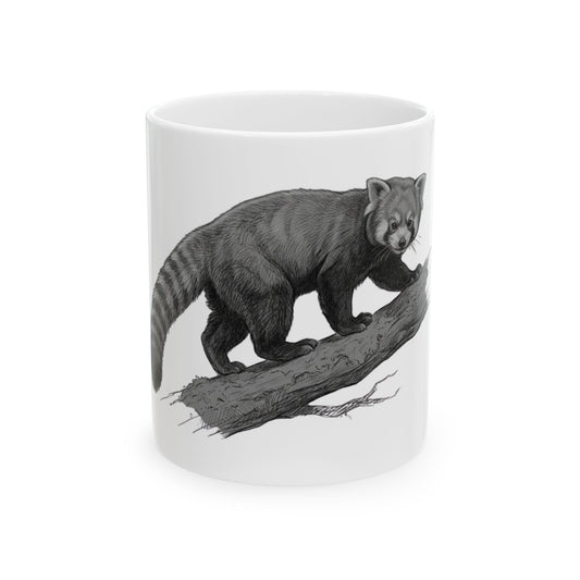 "Pencil Sketch Art Red Panda" White Ceramic Mug