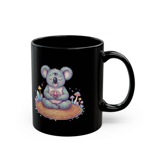 "Hippy Koala" Black Ceramic Mug