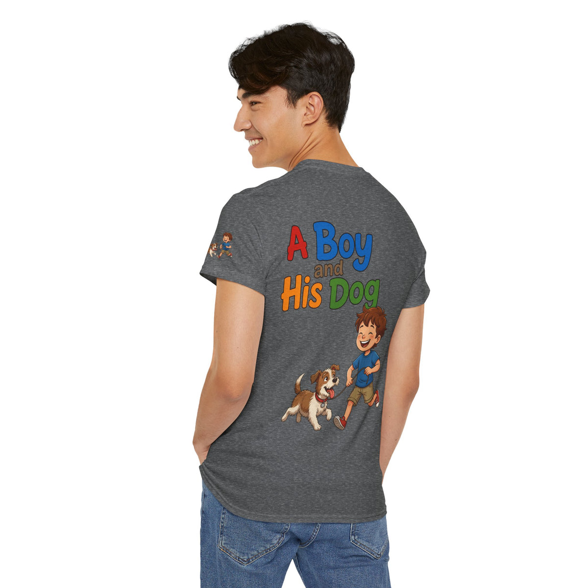 Color: Graphite Heather | A Boy And His Dog Premium Graphic Tee