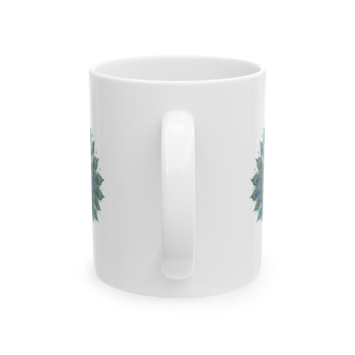 "Hippy Peacock" White Ceramic Mug