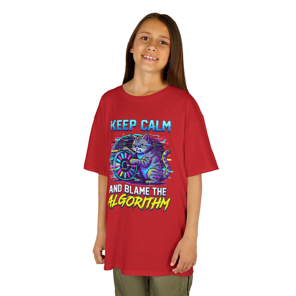 Color: Red | Keep Calm And Blame The Algorithm Kids Tee