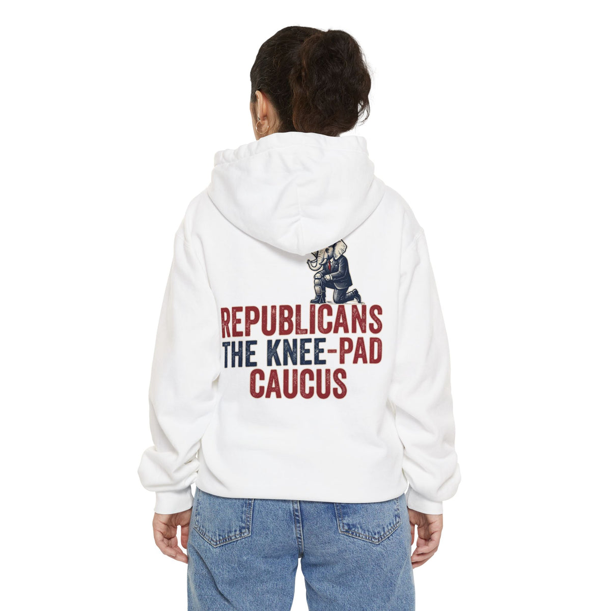 Color: White | The Knee Pad Caucus Garment-Dyed Hoodie