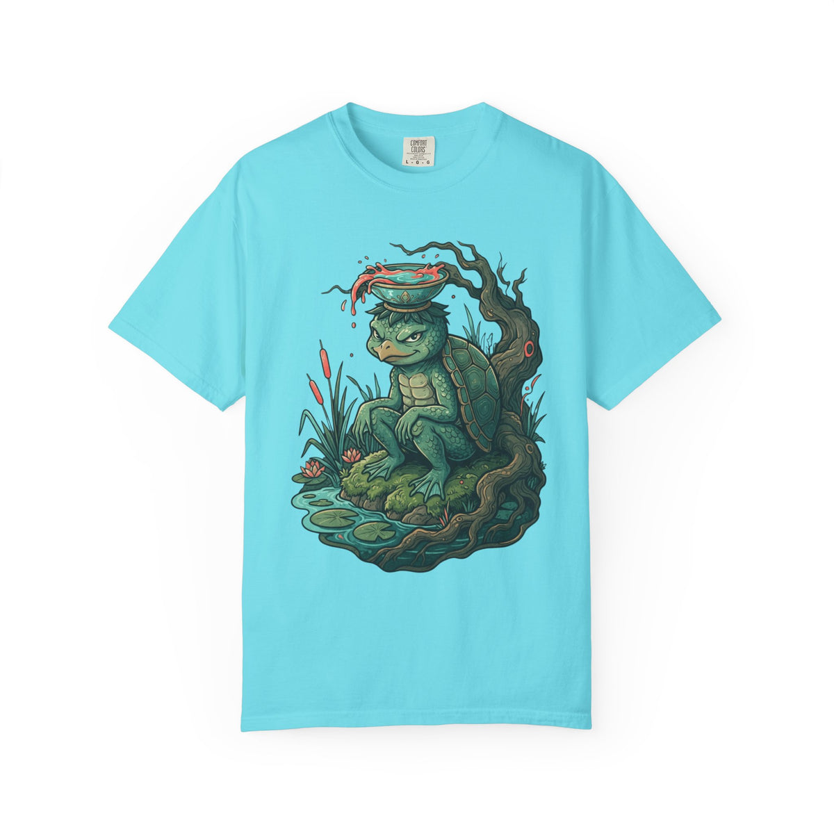 Color: Lagoon Blue | Kappa (Japanese Folklore) Unisex Garment-Dyed Tee