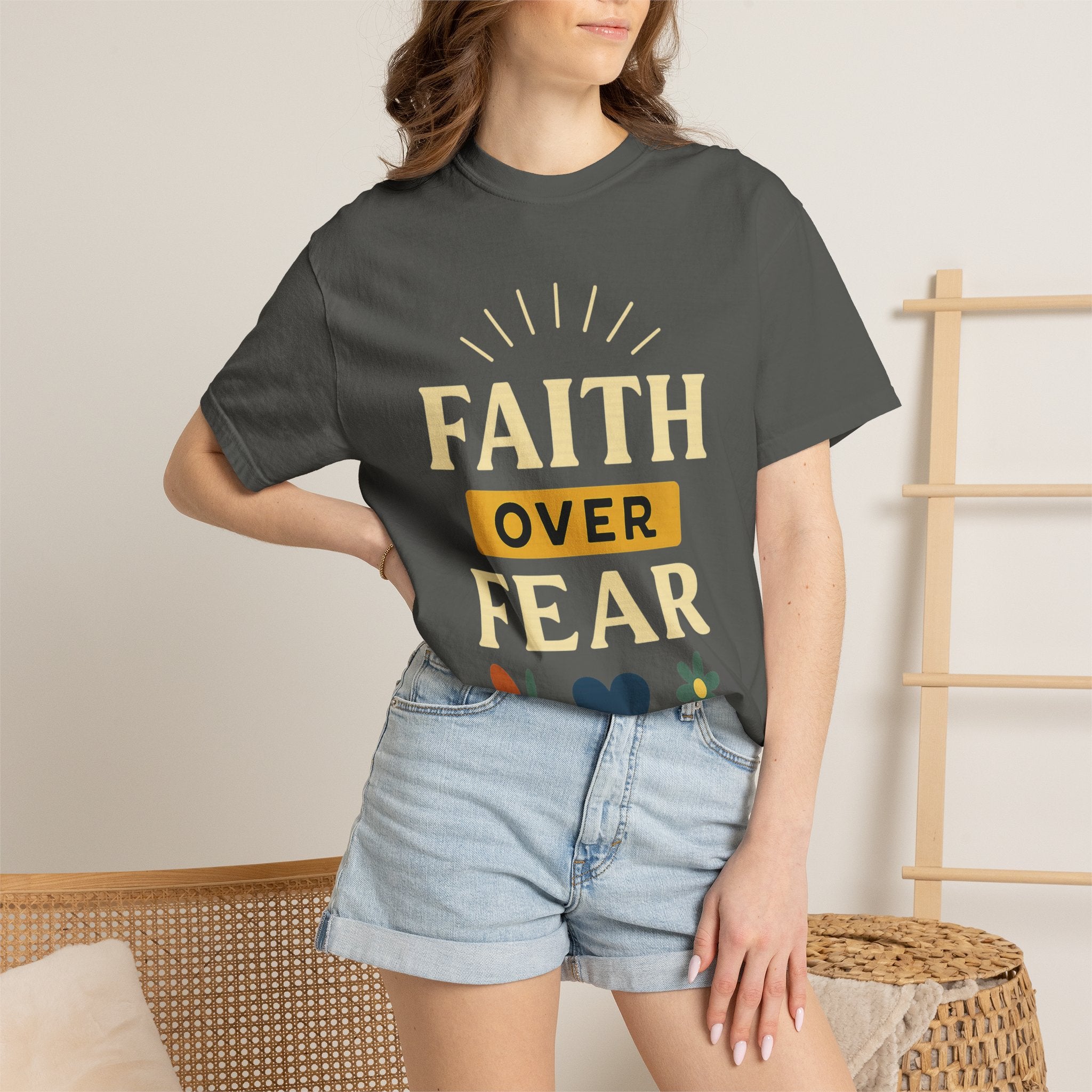 “Faith Over Fear” Unisex Garment-Dyed T-shirt