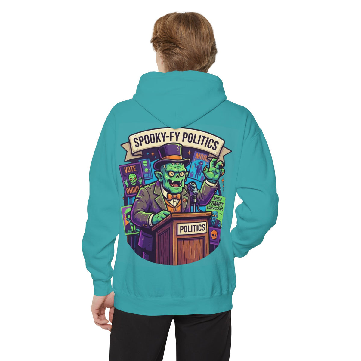 Color: Seafoam | Spooky-Fy Politics Garment-Dyed Hoodie