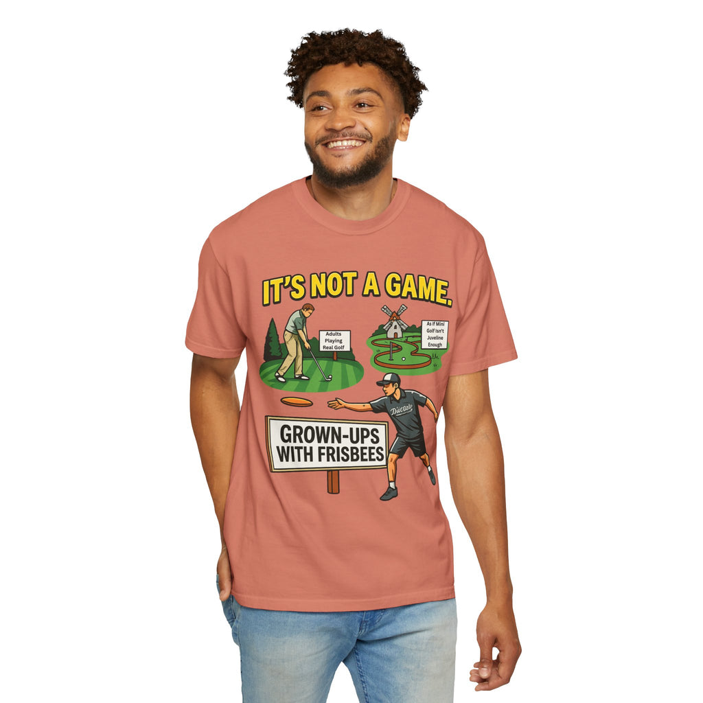 "Grown Ups With Frisbees" Unisex Garment-Dyed T-shirt