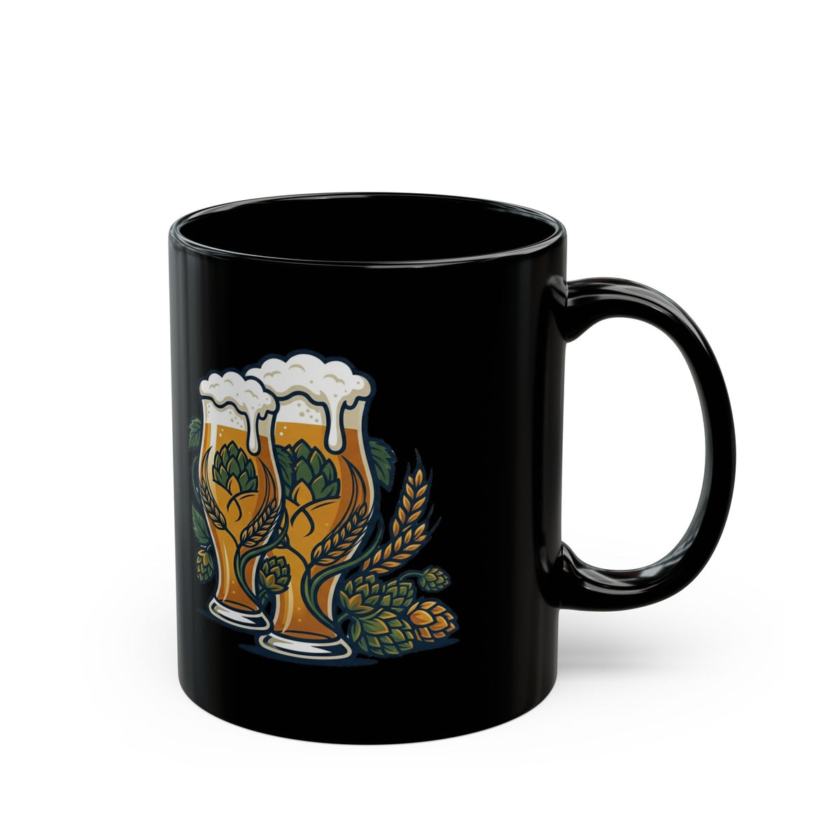 "Beer" Black Ceramic Mug