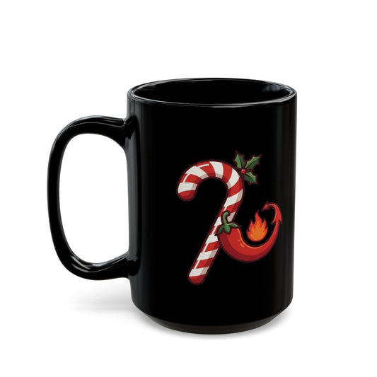 "May Your Days Be Merry and Spicy" Black Ceramic Mug — Graphic