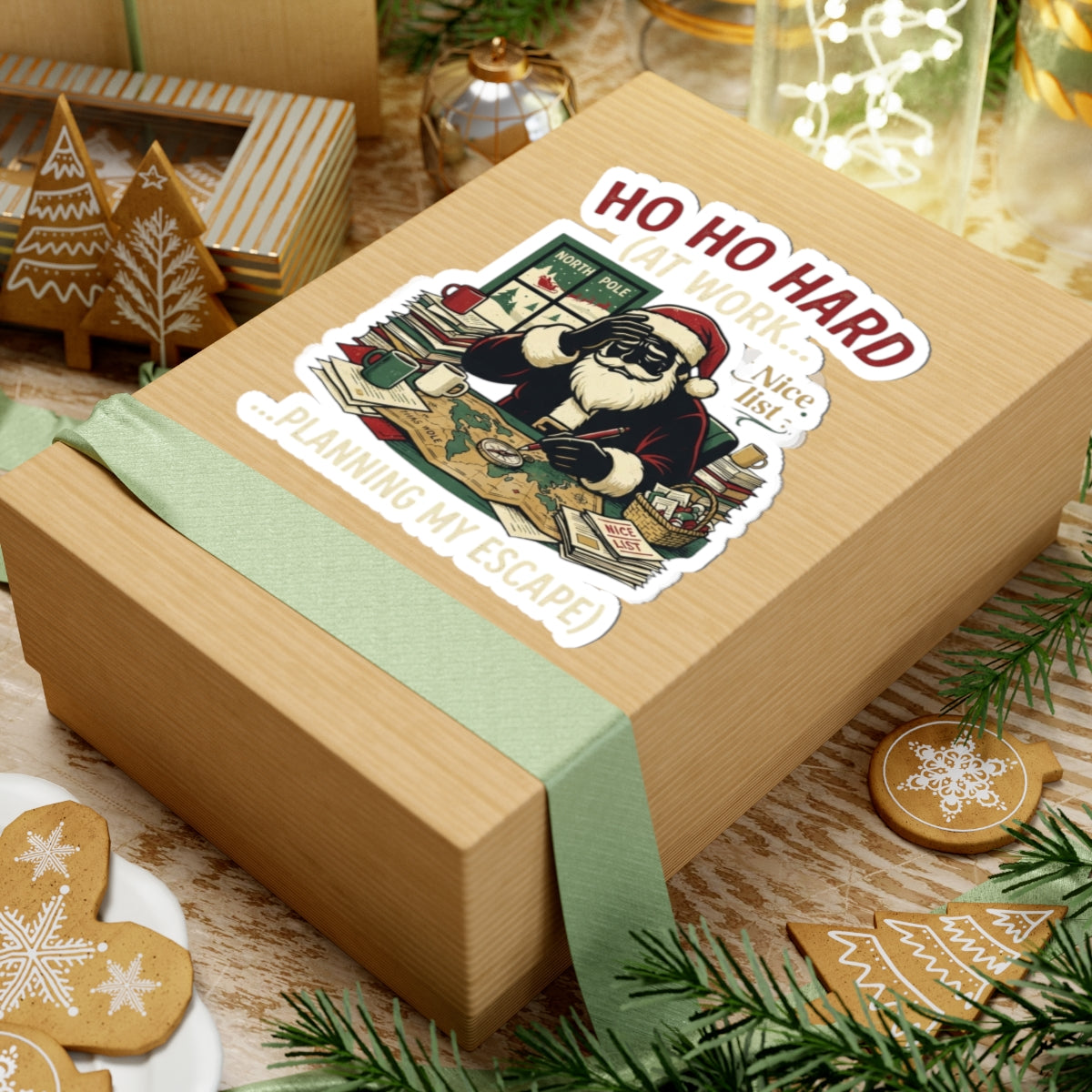 "Ho Ho Hard At Work" Sticker — Main