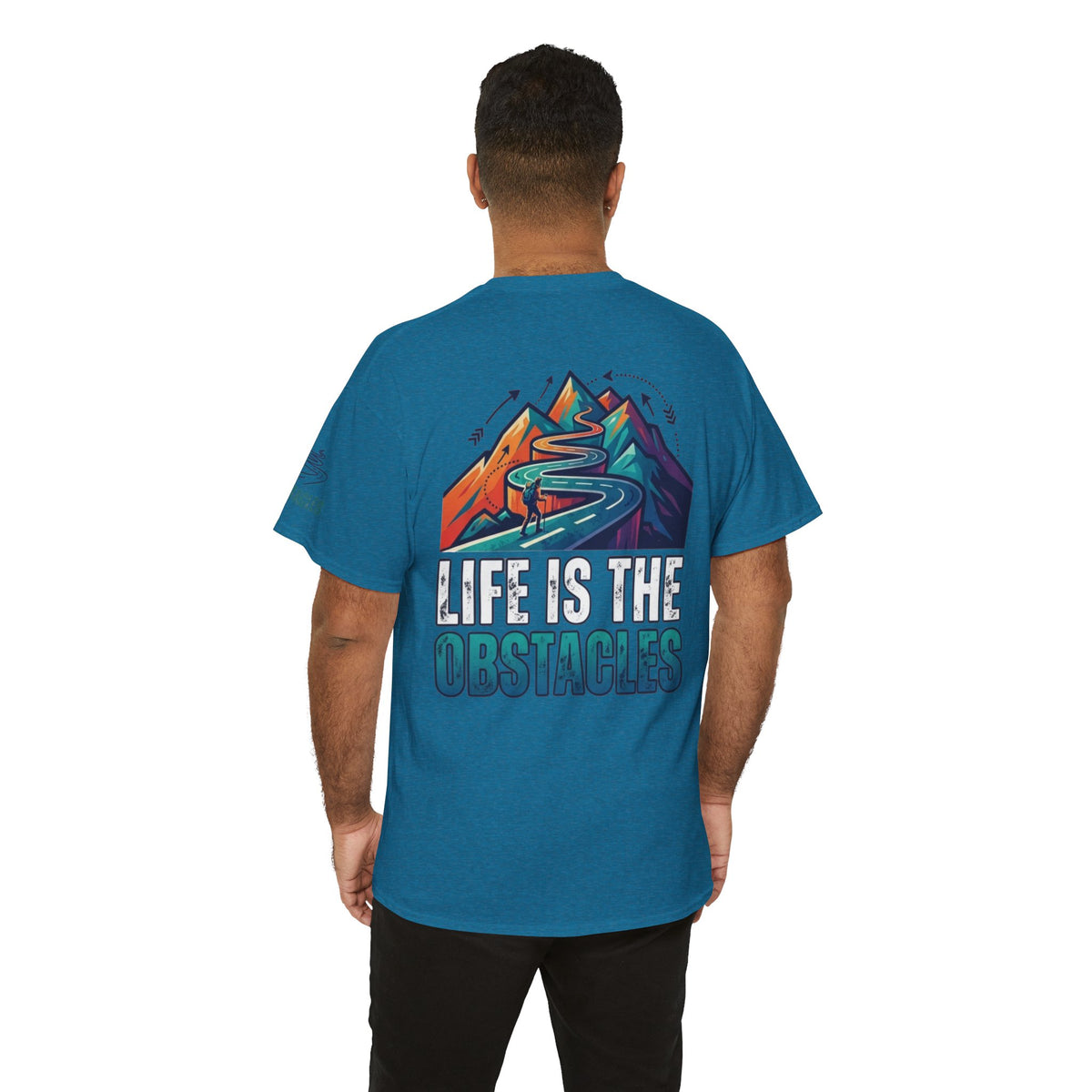 Color: Antique Sapphire | Life Is The Obstacles Premium Graphic Tee