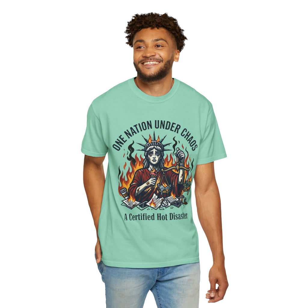 "One Nation Under Chaos" Unisex Garment-Dyed Tee