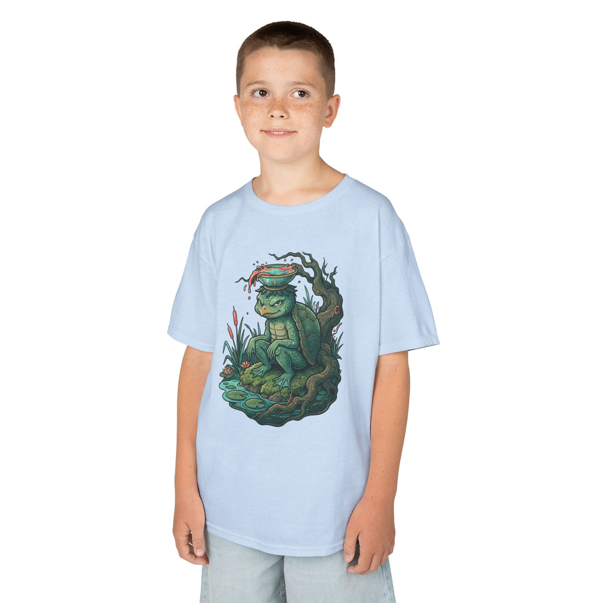 Color: Light Blue | Kappa (Japanese Folklore) Kids Tee