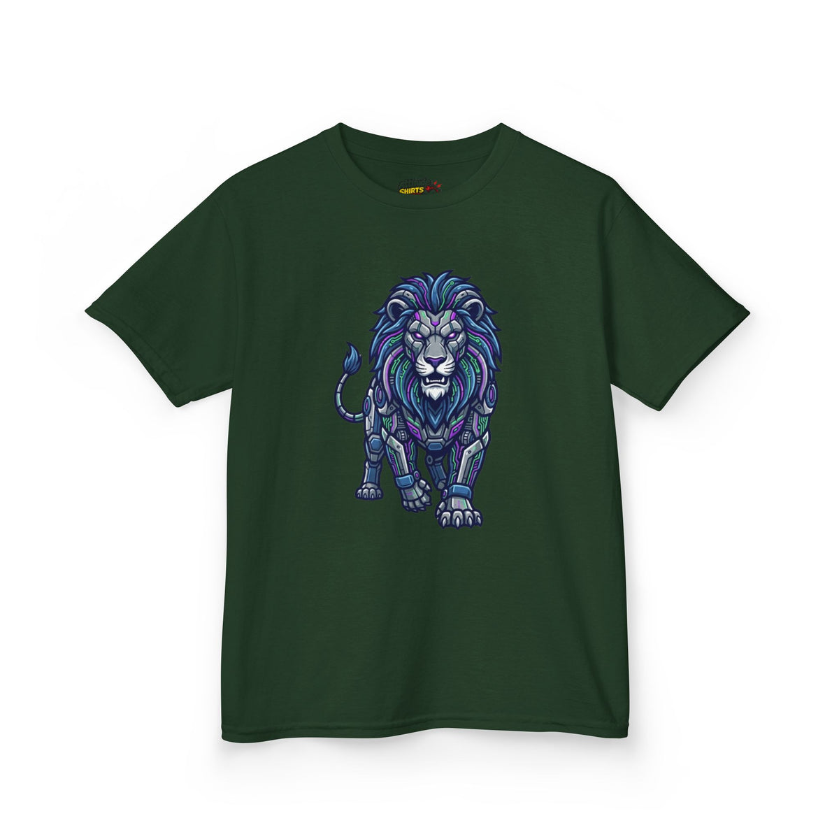 Color: Forest Green | Cyber Lion Kids Tee