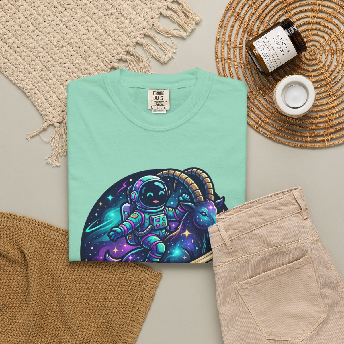 "Space Explorer Capricorn" Unisex Garment-Dyed Tee