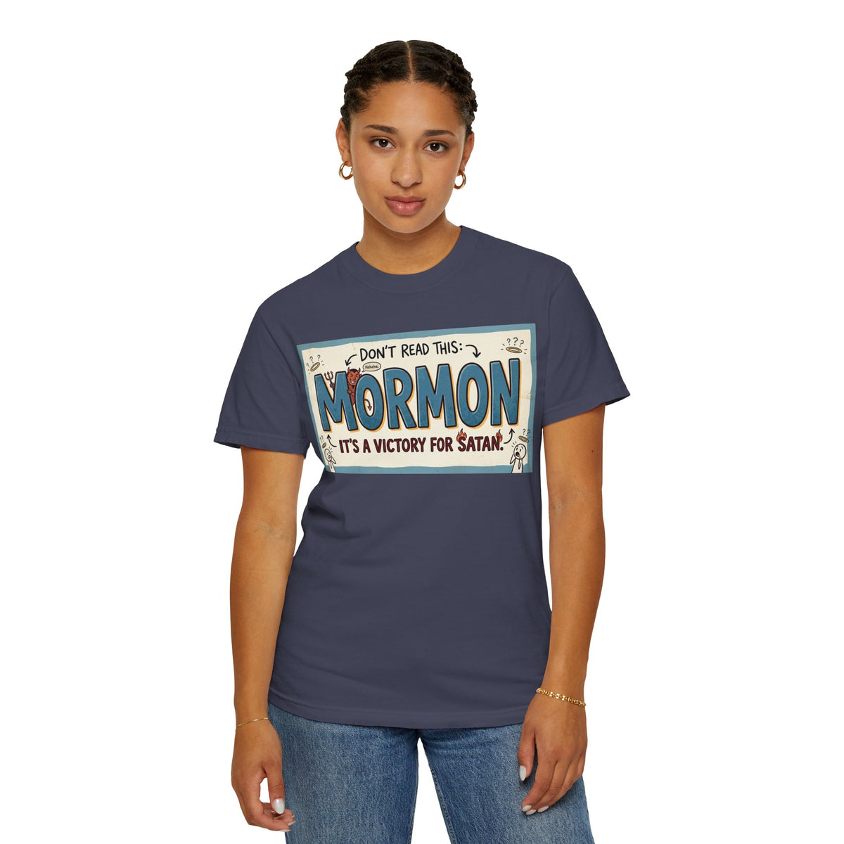 Color: Denim | Victory for Satan T-Shirt Unisex Garment-Dyed T-shirt