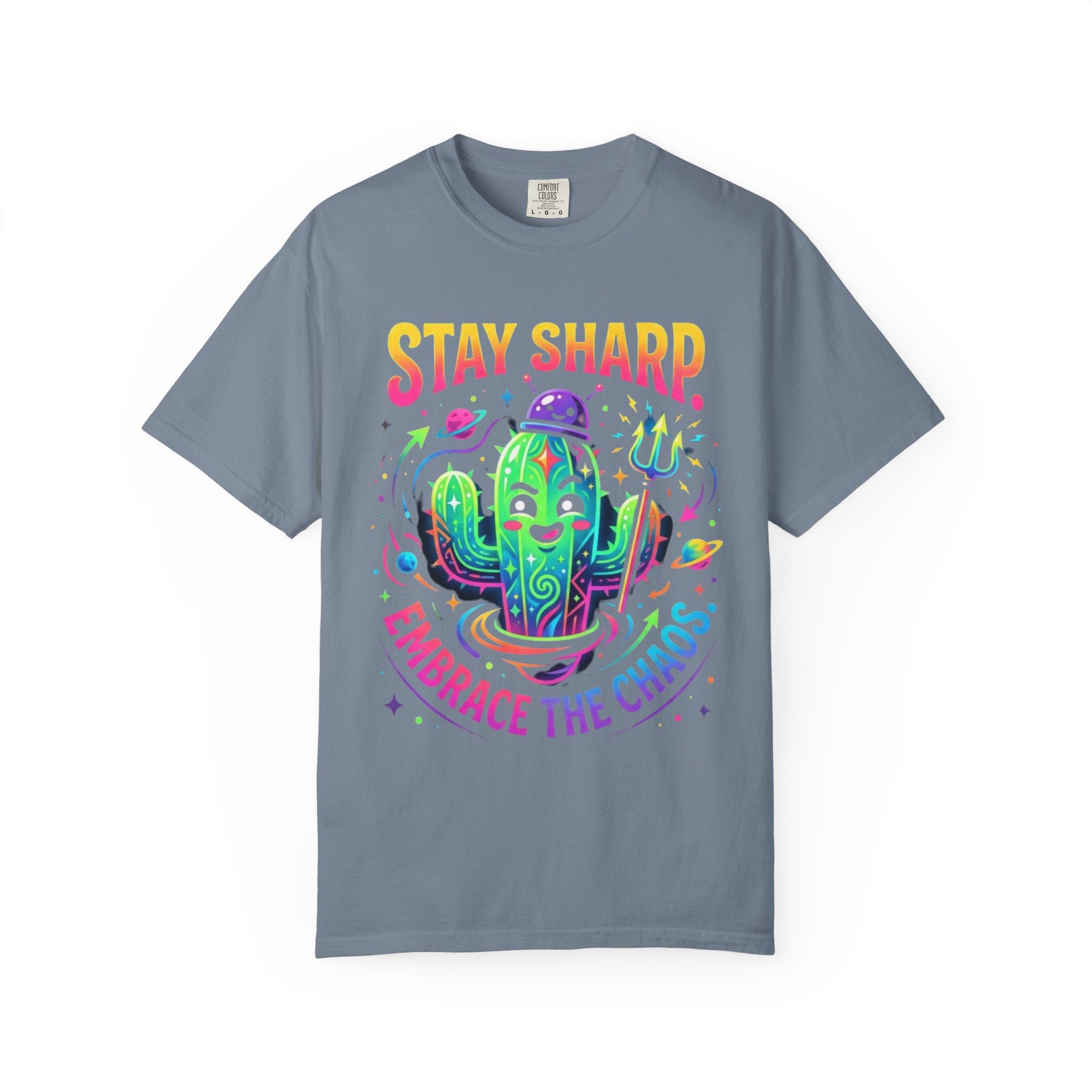 "Stay Sharp Embrace the Chaos" Unisex Garment-Dyed Tee