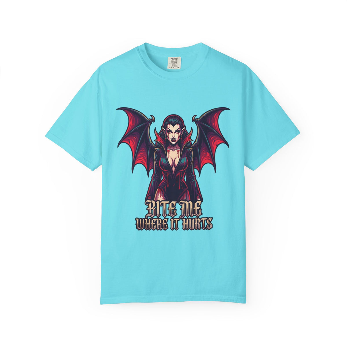 Color: Lagoon Blue | Bite Me Where It Hurts Unisex Garment-Dyed Tee