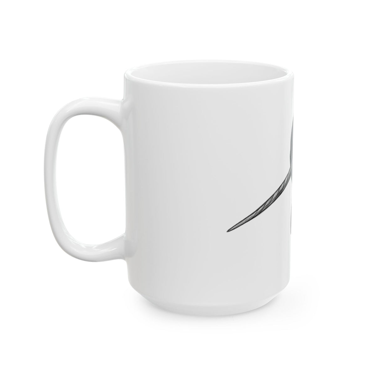 "Pencil Sketch Art Narwhal" White Ceramic Mug — Graphic