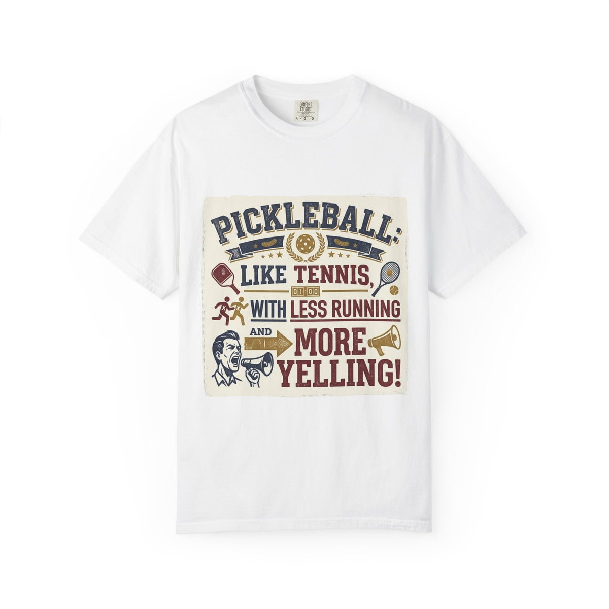 Color: White | Pickleball: Tennis for People Who Gave Up | Garment-Dyed Tee — AttitudeShirts