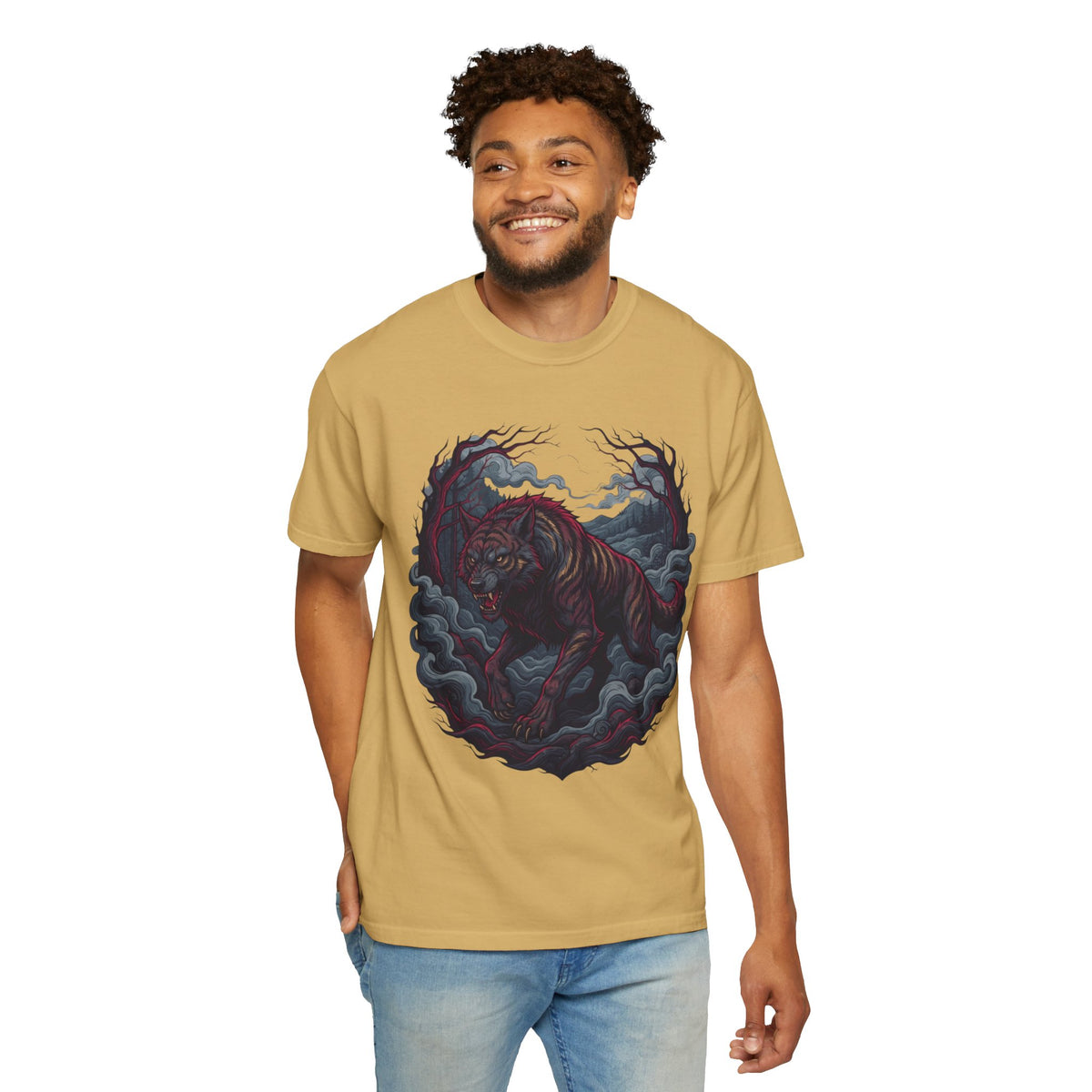 Color: Mustard | The Beast of Gévaudan (France) Unisex Garment-Dyed Tee