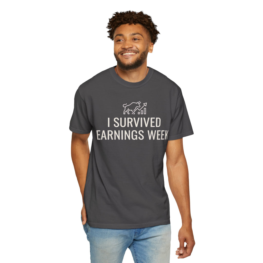 "I Survied Earnings Week" Unisex Garment-Dyed Tee