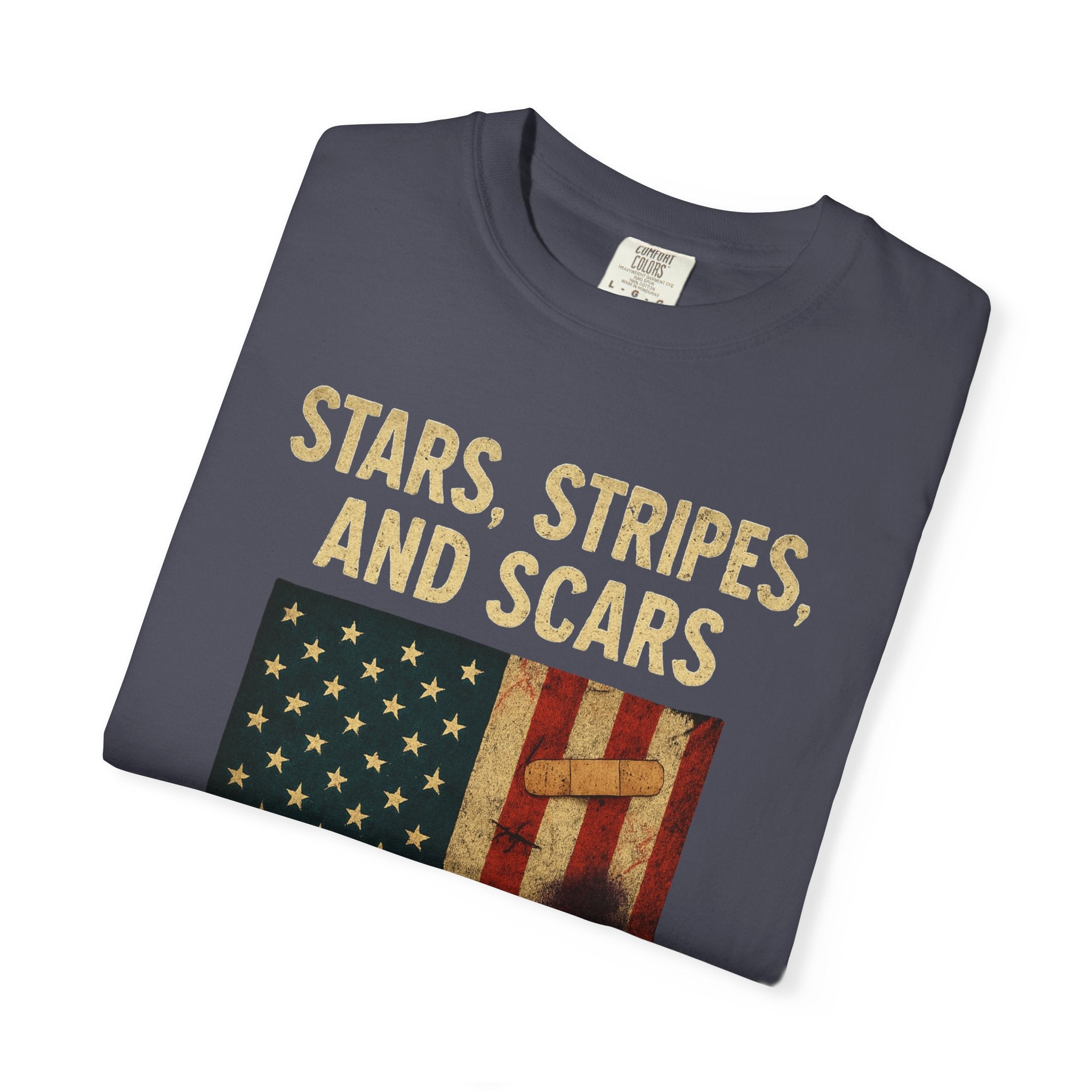 "STARS, STRIPES, AND SCARS" Unisex Garment-Dyed T-shirt