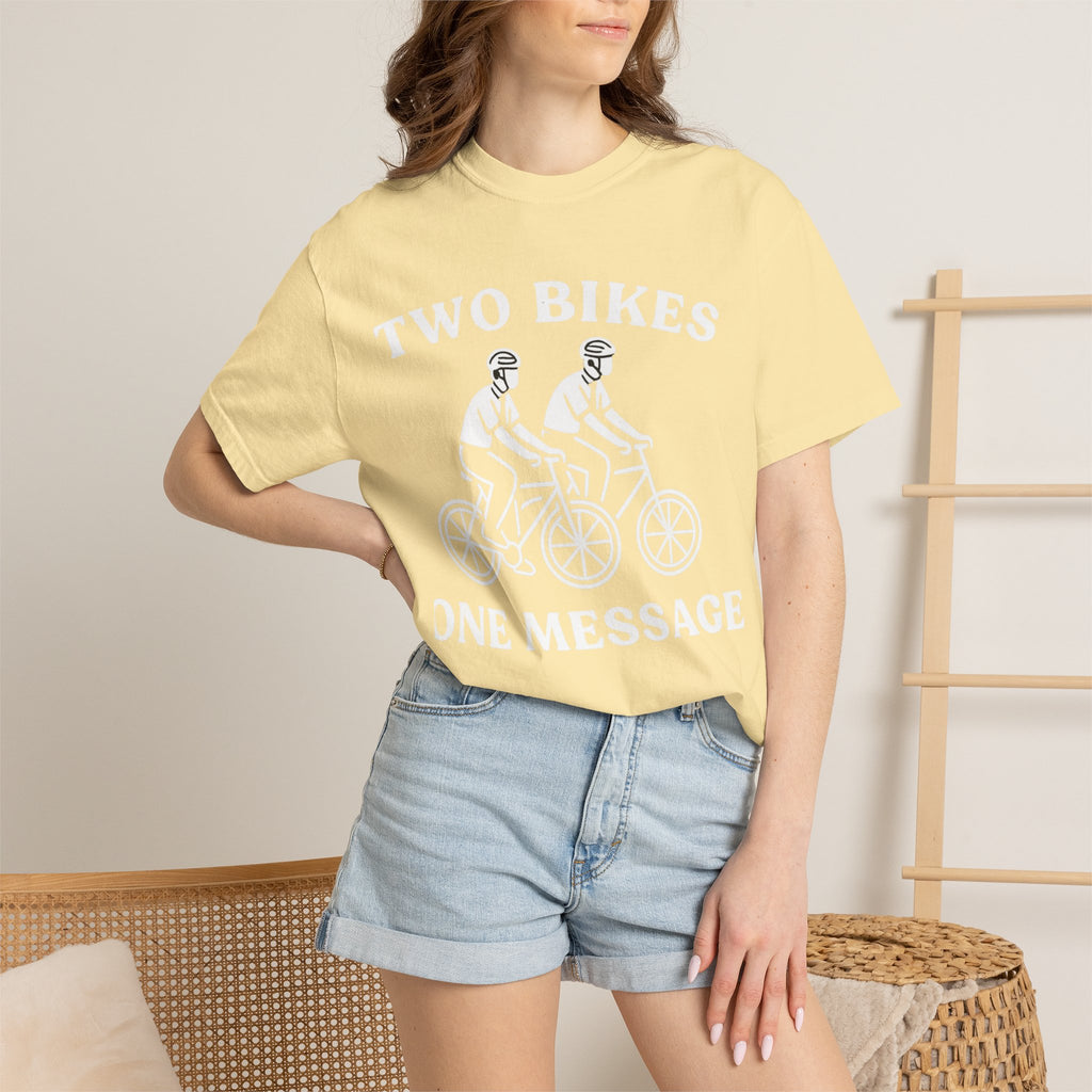 "Two Bikes, One Message" Unisex Garment-Dyed T-shirt