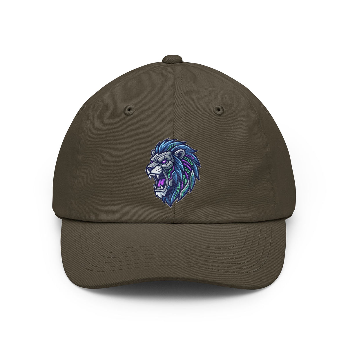 Color: Olive | Cyber Lion Dad Hat — -C