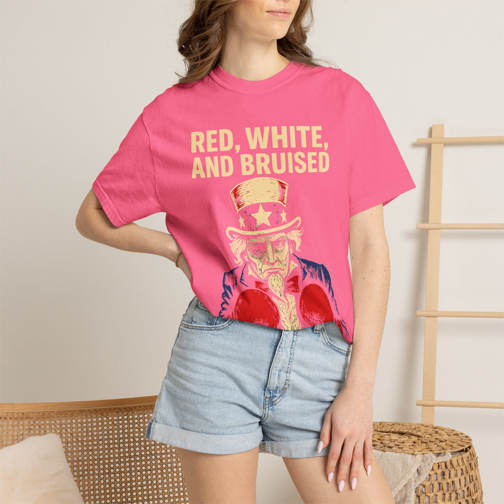 "RED, WHITE, AND BRUISED" Unisex Garment-Dyed T-shirt