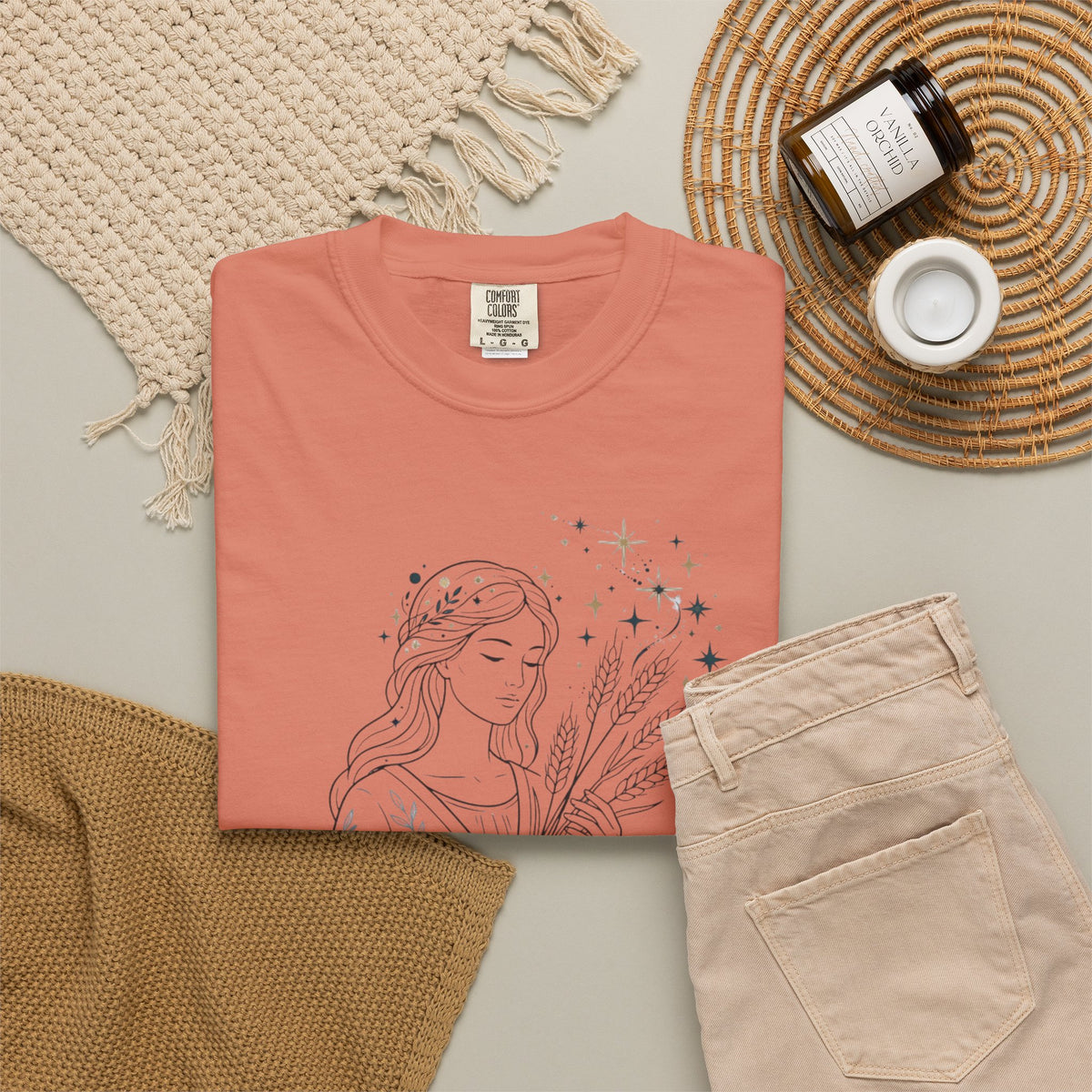 "Virgo The Wheat Maiden" Unisex Garment-Dyed Tee