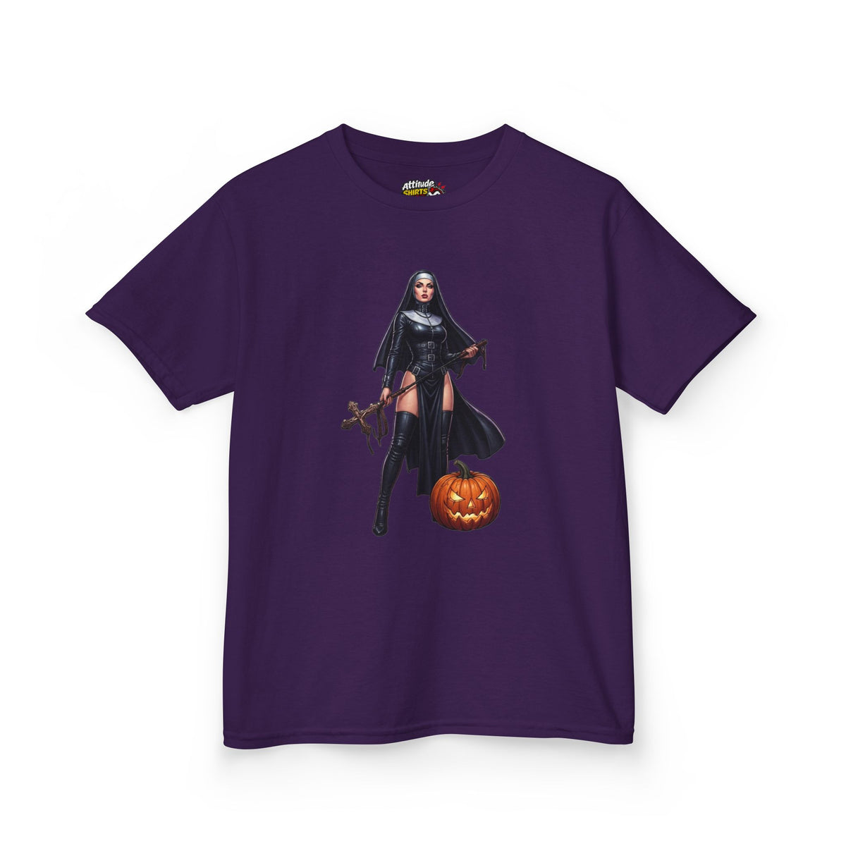 Color: Purple | Sexy Halloween Nun Kids Tee