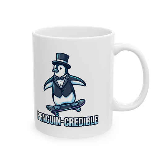 "Penguin Credible" White Ceramic Mug