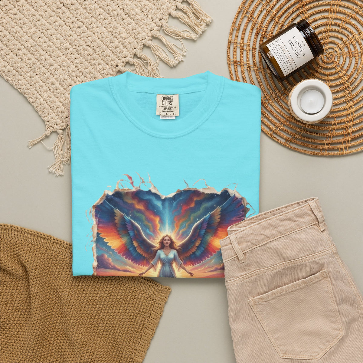 "Rainbow Angel" Unisex Garment-Dyed Tee