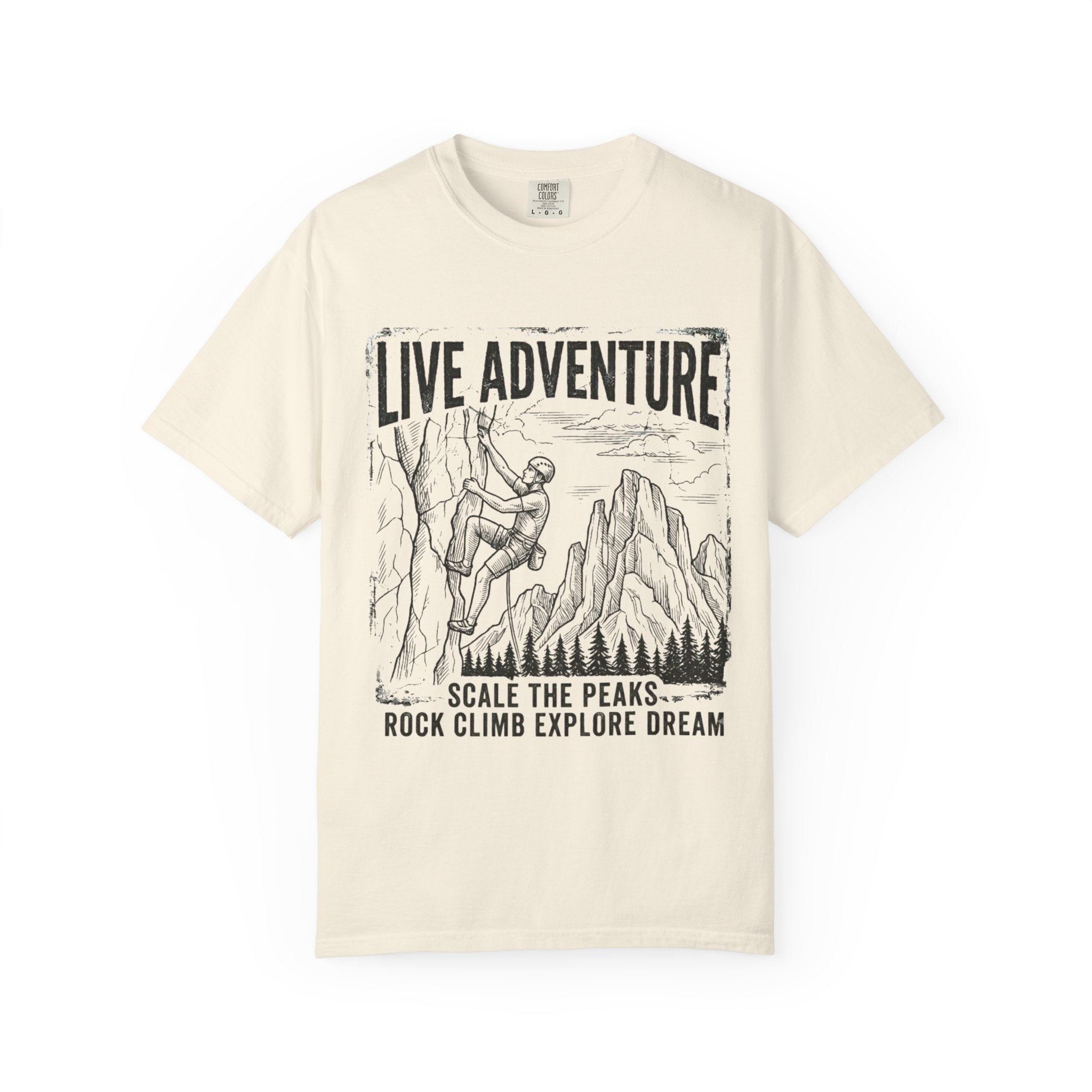 "Live Adventure - Climb" Unisex Garment-Dyed Tee