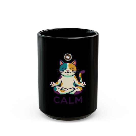 "Cat CALM" Black Ceramic Mug