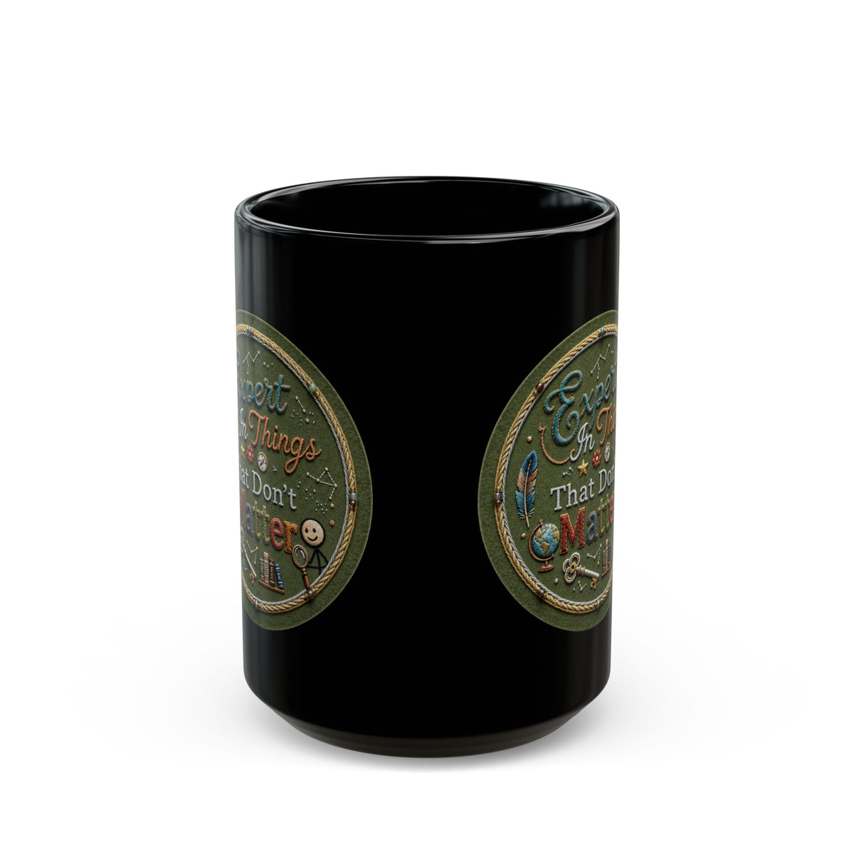 "Expert In Things That Don't Matter" Black Ceramic Mug