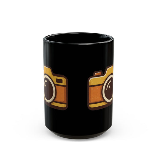 "Eyes Closed As Usual" Black Ceramic Mug — Graphic