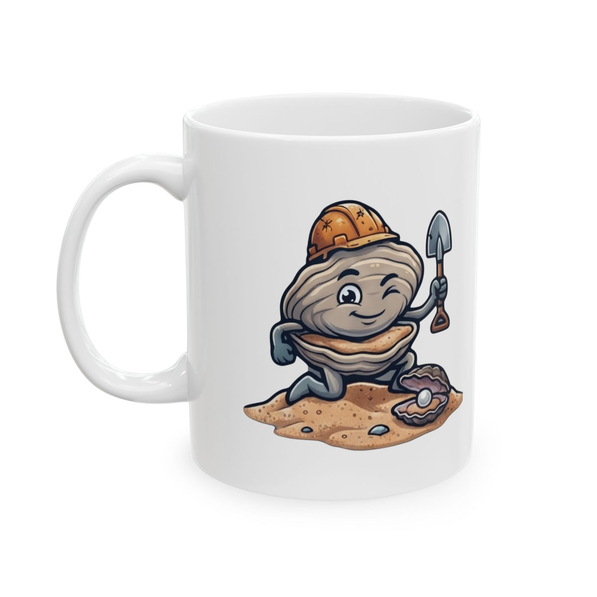"Digging For The Big Pearl" White Ceramic Mug — Graphic