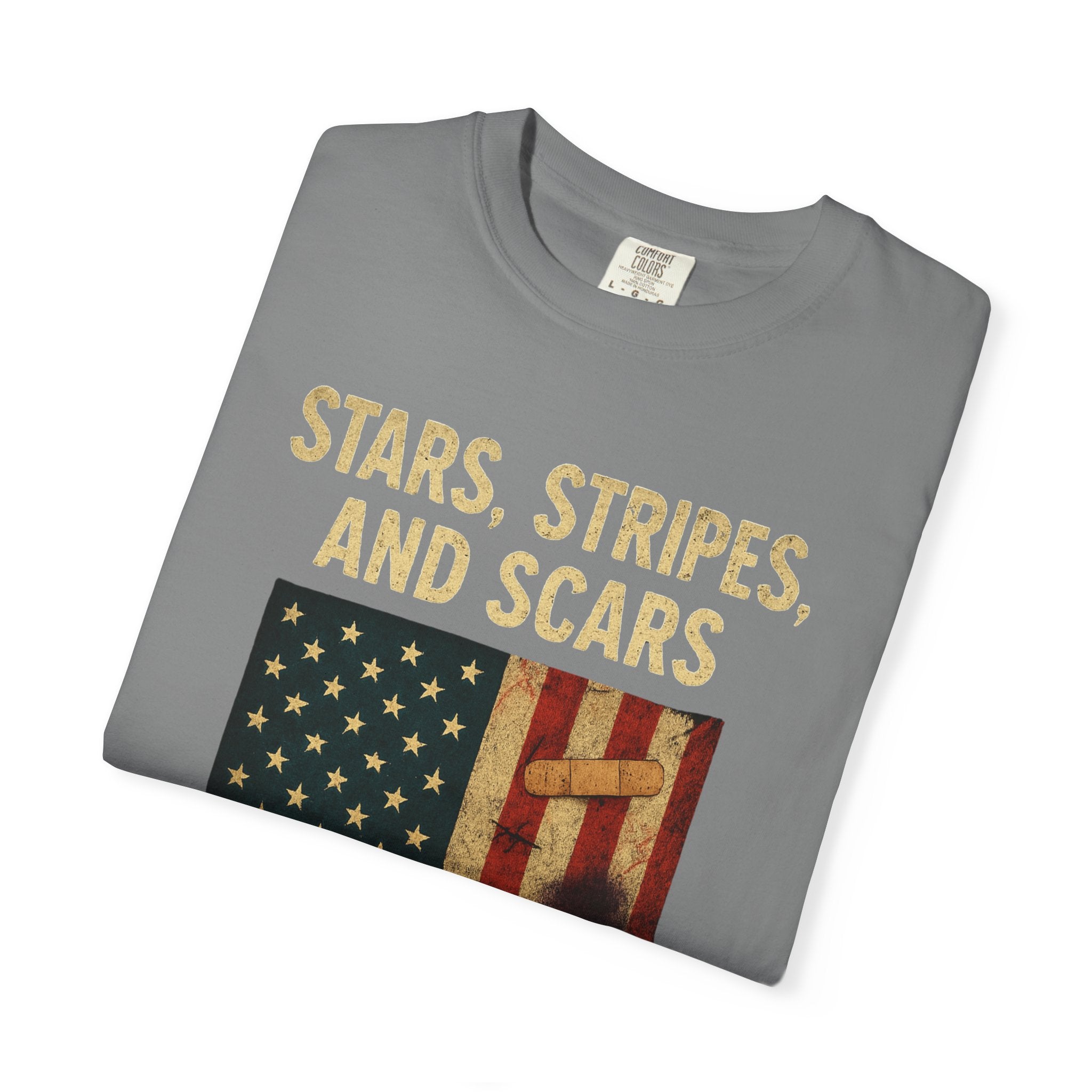 "STARS, STRIPES, AND SCARS" Unisex Garment-Dyed T-shirt