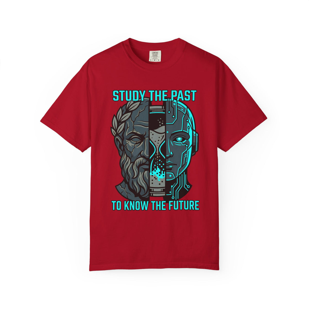 Color: Red | Study the Past Know the Future Unisex Garment-Dyed Tee