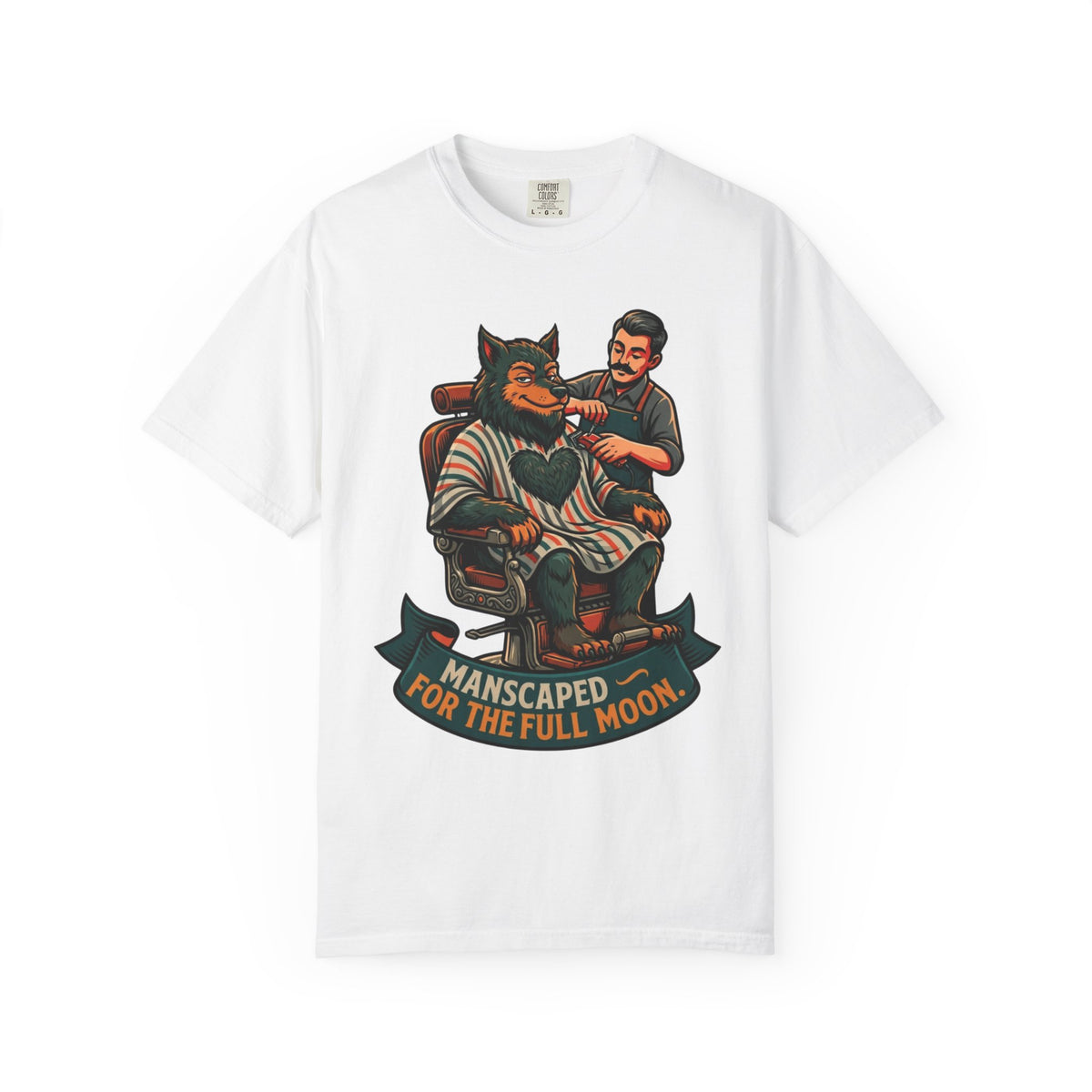 Color: White | Manscaped for the Full Moon Unisex Garment-Dyed Tee